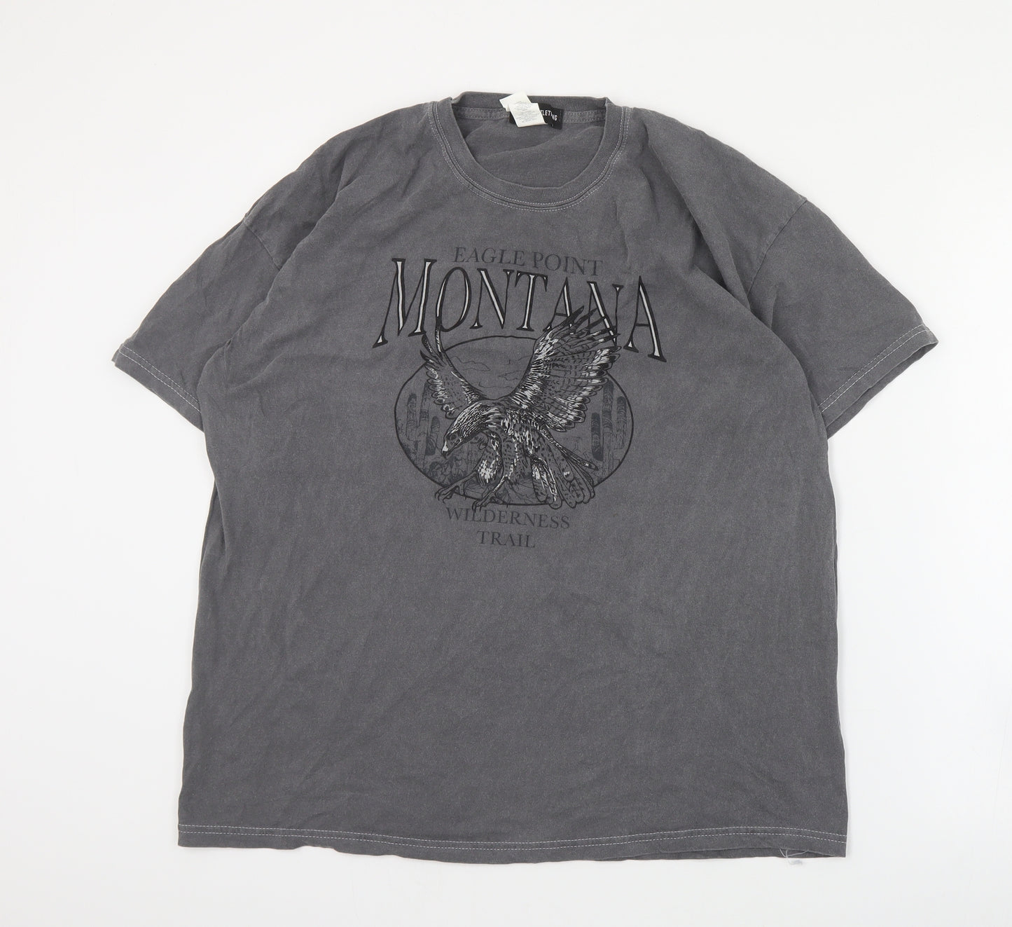 PRETTYLITTLETHING Womens Grey  Cotton Basic T-Shirt Size M Crew Neck