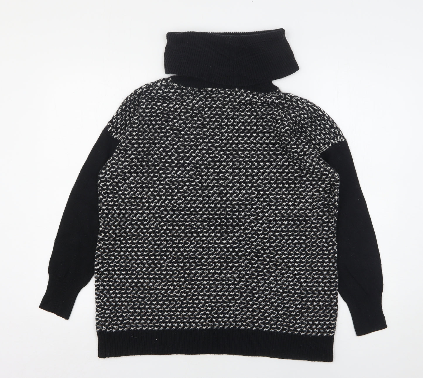 Wallis Womens Black Roll Neck Geometric Acrylic Pullover Jumper Size S