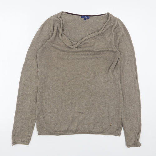 TOM TAILOR Womens Beige Round Neck  Cotton Pullover Jumper Size S