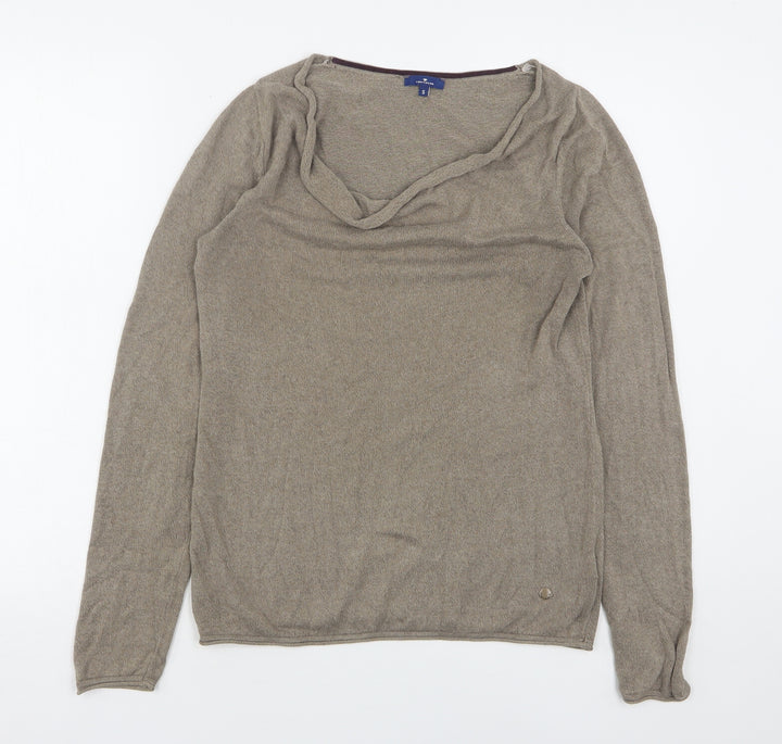 TOM TAILOR Womens Beige Round Neck  Cotton Pullover Jumper Size S