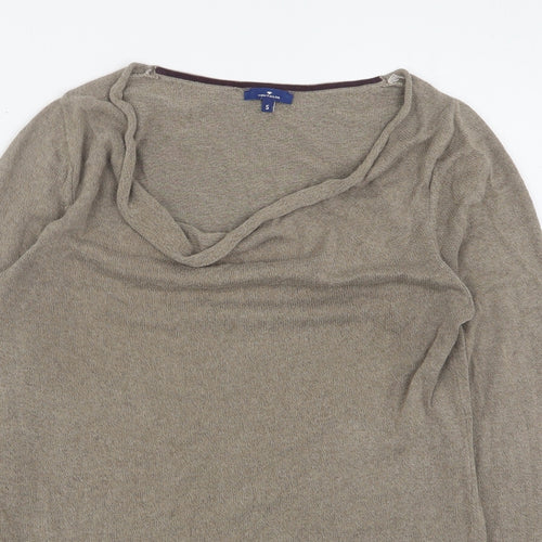 TOM TAILOR Womens Beige Round Neck  Cotton Pullover Jumper Size S