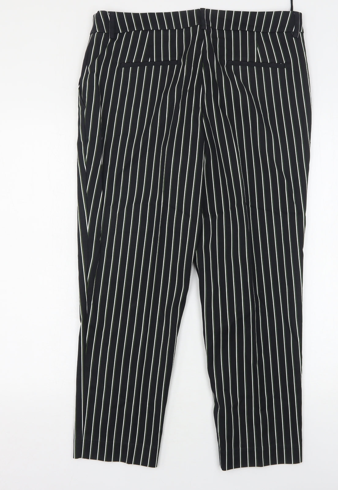 NEXT Womens Multicoloured Striped Cotton Cropped Trousers Size 14 L25 in Regular