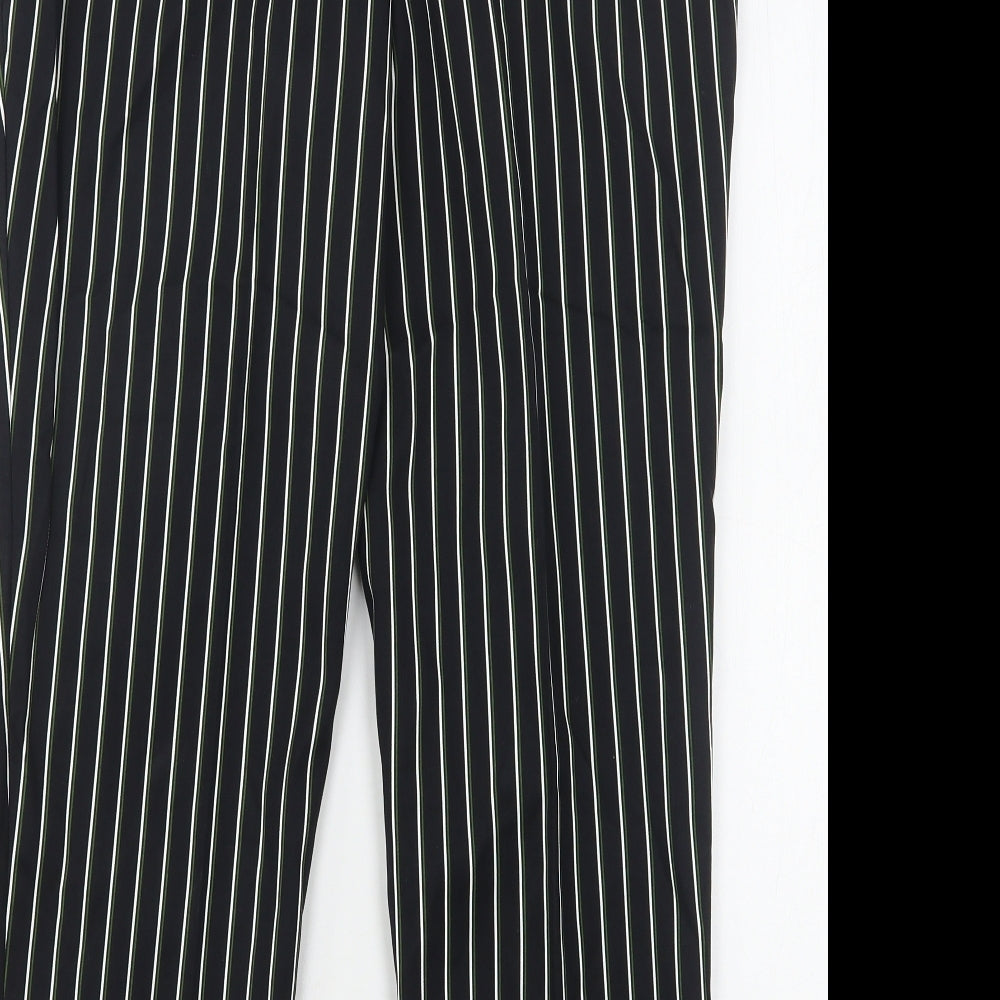 NEXT Womens Multicoloured Striped Cotton Cropped Trousers Size 14 L25 in Regular
