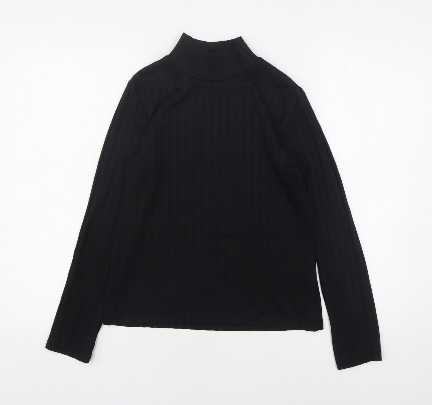 F&F Womens Black  Polyester Basic T-Shirt Size 8 High Neck