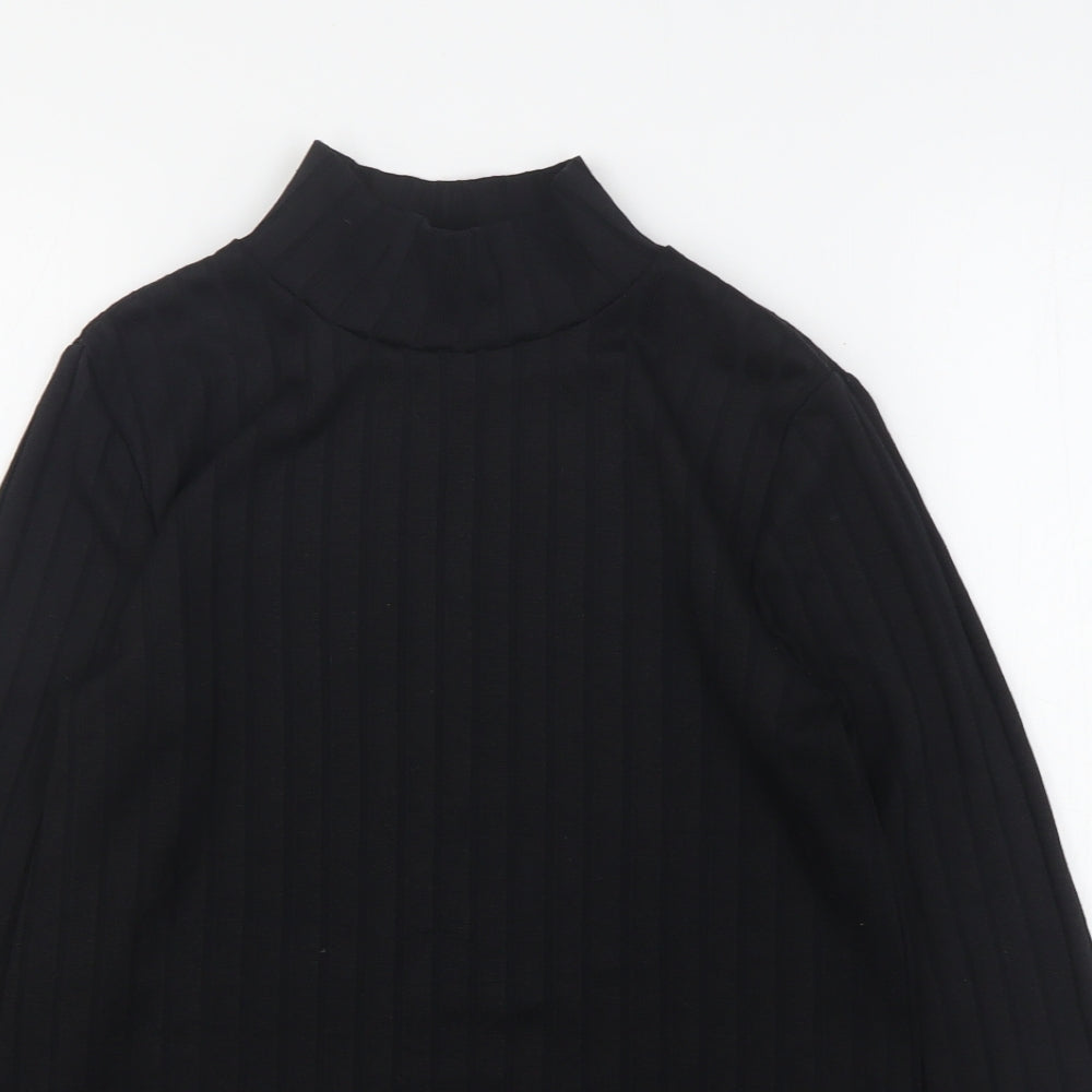F&F Womens Black  Polyester Basic T-Shirt Size 8 High Neck