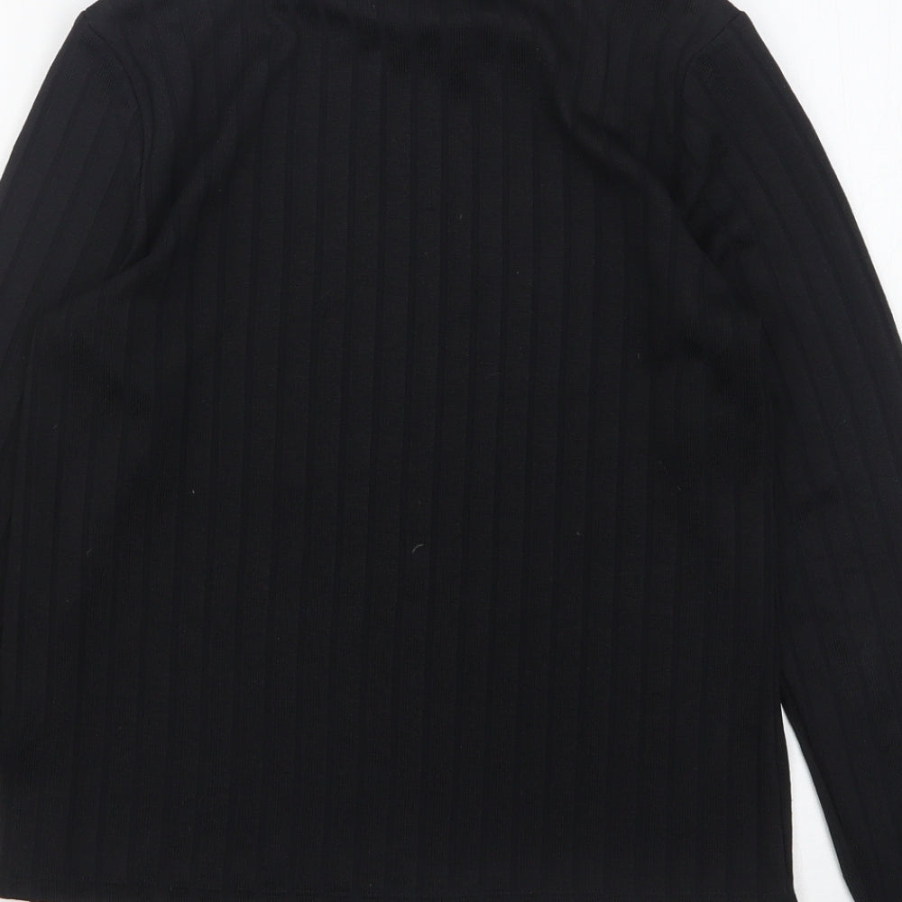 F&F Womens Black  Polyester Basic T-Shirt Size 8 High Neck