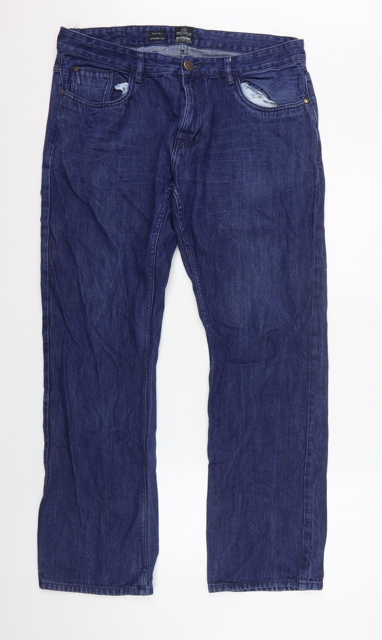 industrialize  Mens Blue  Cotton Straight Jeans Size 38 L32 in Regular