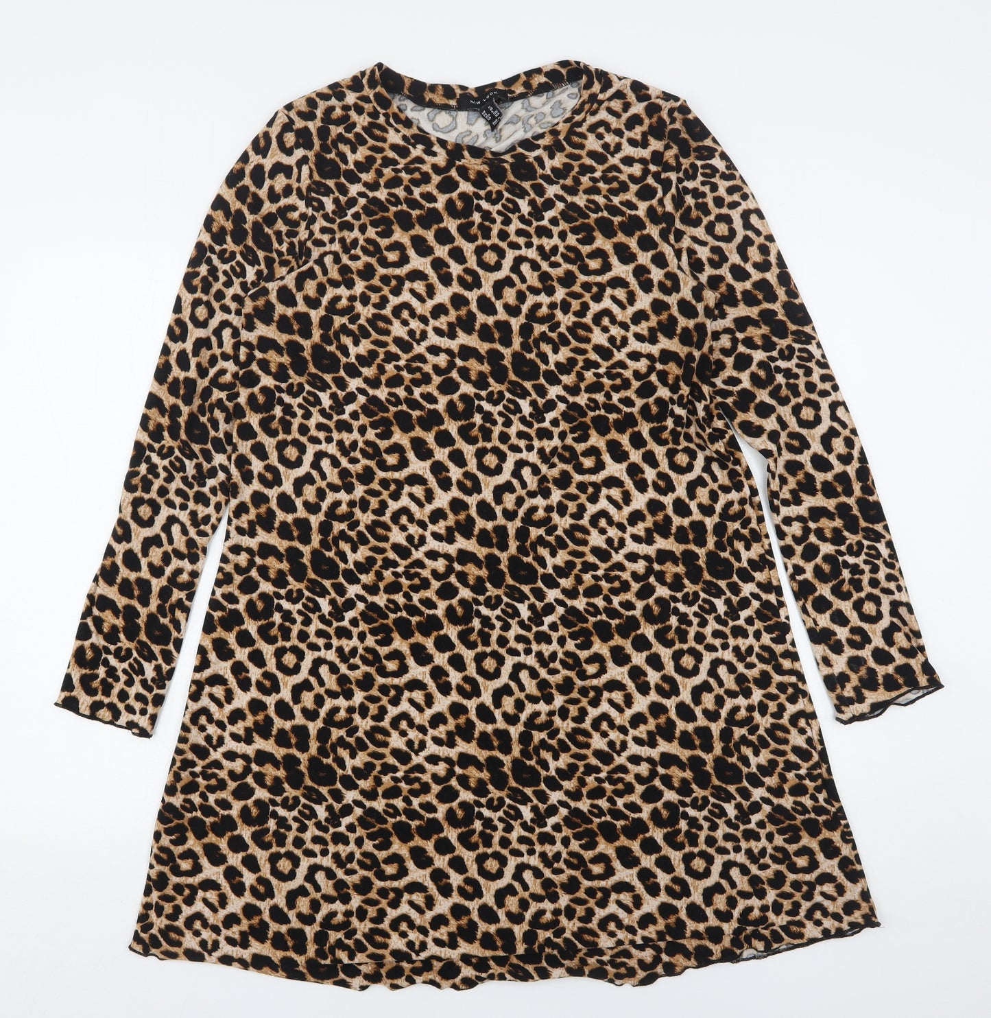 Topshop Womens Multicoloured Animal Print Polyester A-Line  Size 12  Round Neck