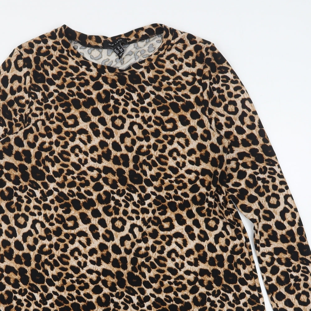 Topshop Womens Multicoloured Animal Print Polyester A-Line  Size 12  Round Neck