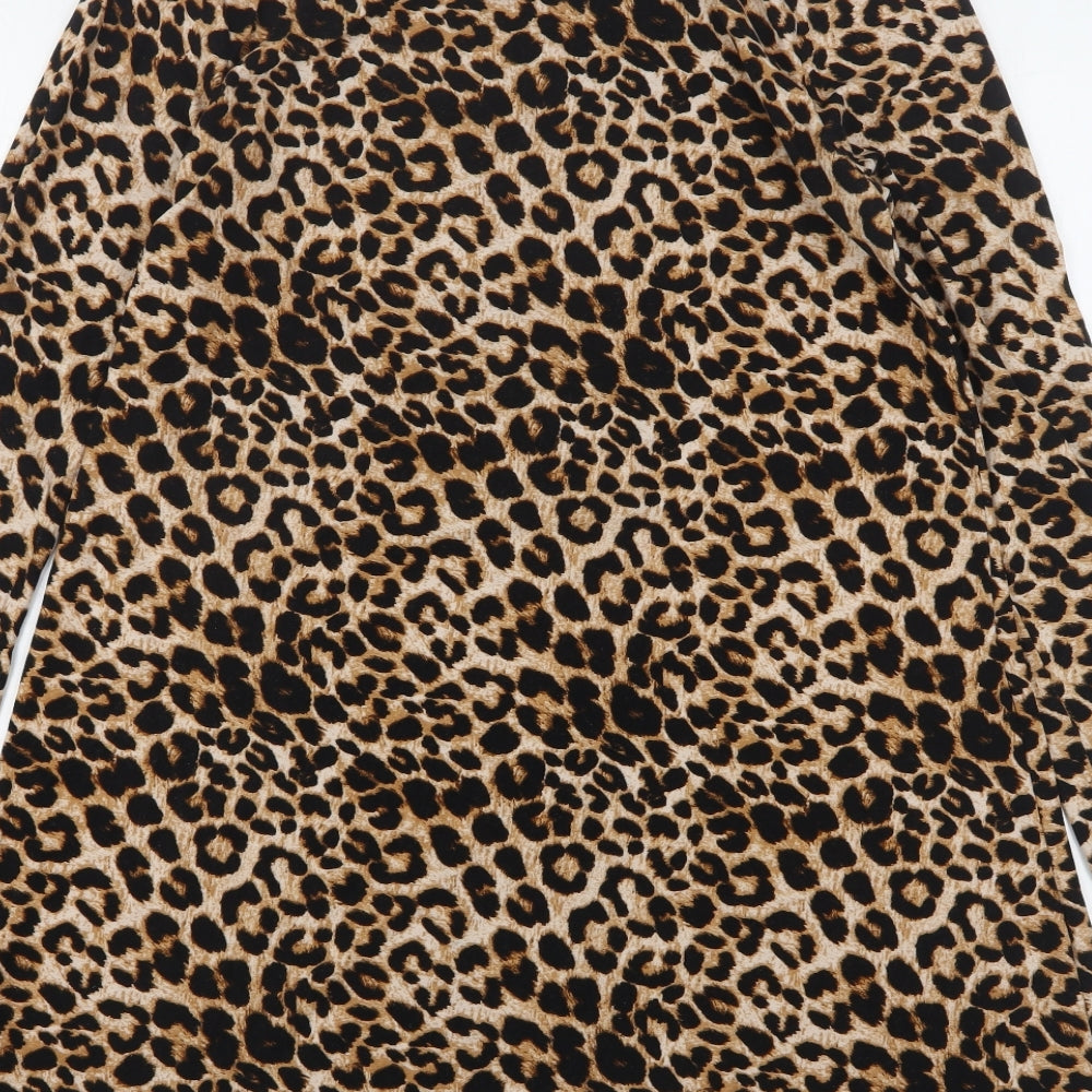 Topshop Womens Multicoloured Animal Print Polyester A-Line  Size 12  Round Neck