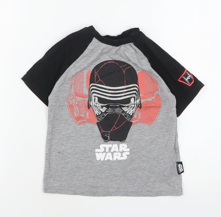 Disney Boys Multicoloured Polyester Basic T-Shirt Size 4 Years Round Neck - Star Wars