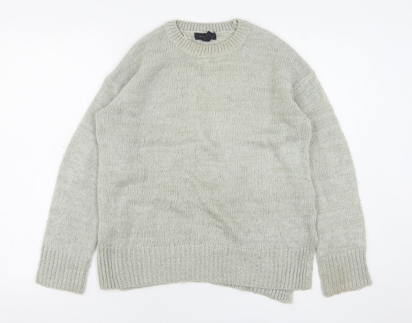 New Look Womens Grey Round Neck  Acrylic Pullover Jumper Size S