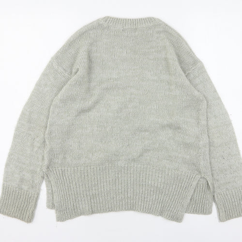 New Look Womens Grey Round Neck  Acrylic Pullover Jumper Size S