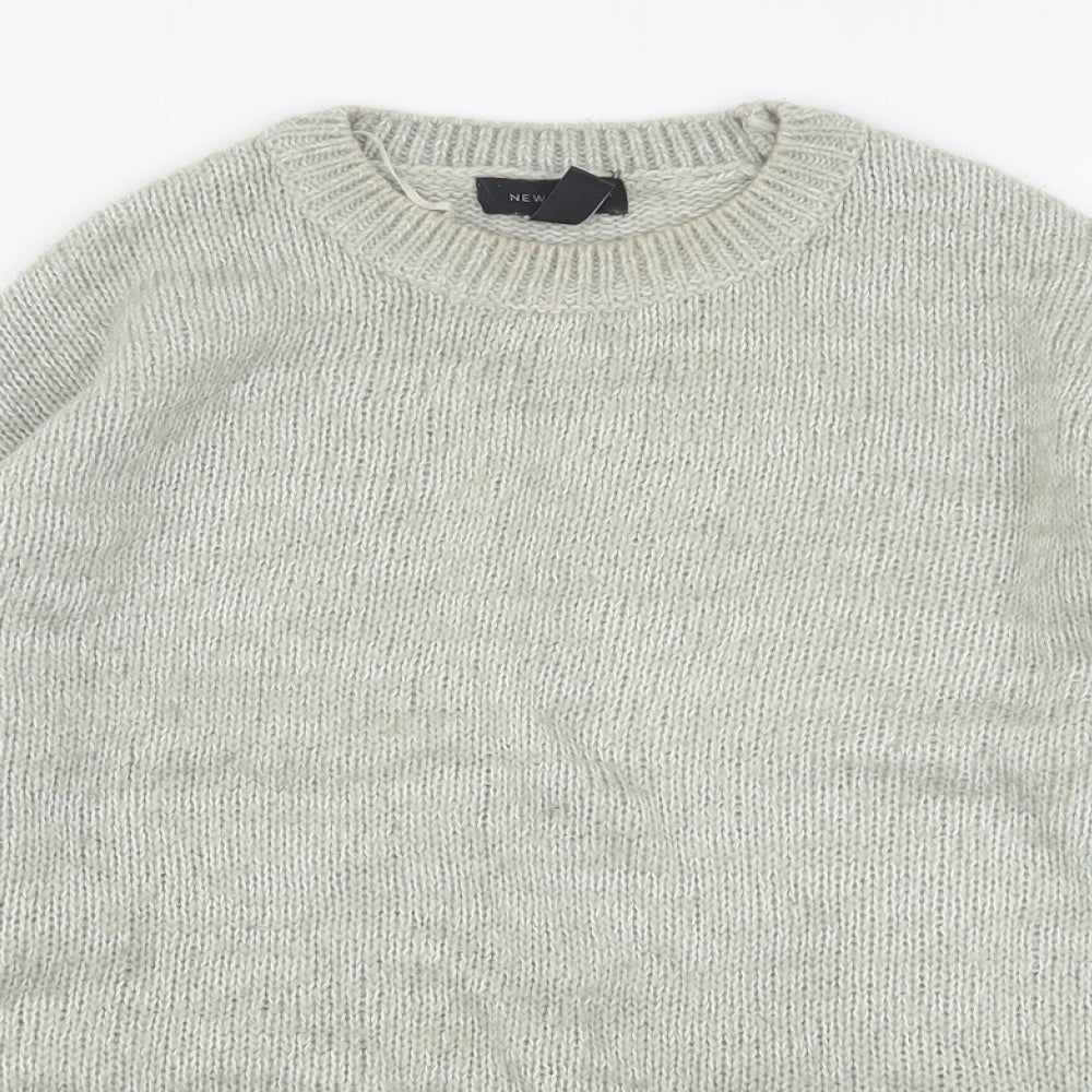 New Look Womens Grey Round Neck  Acrylic Pullover Jumper Size S