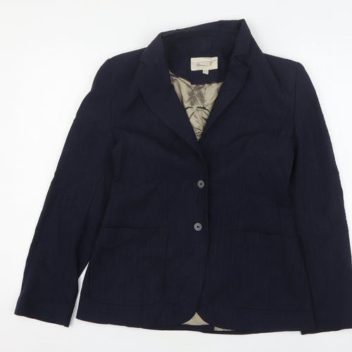 NEXT Womens Blue Striped Polyester Jacket Suit Jacket Size 12