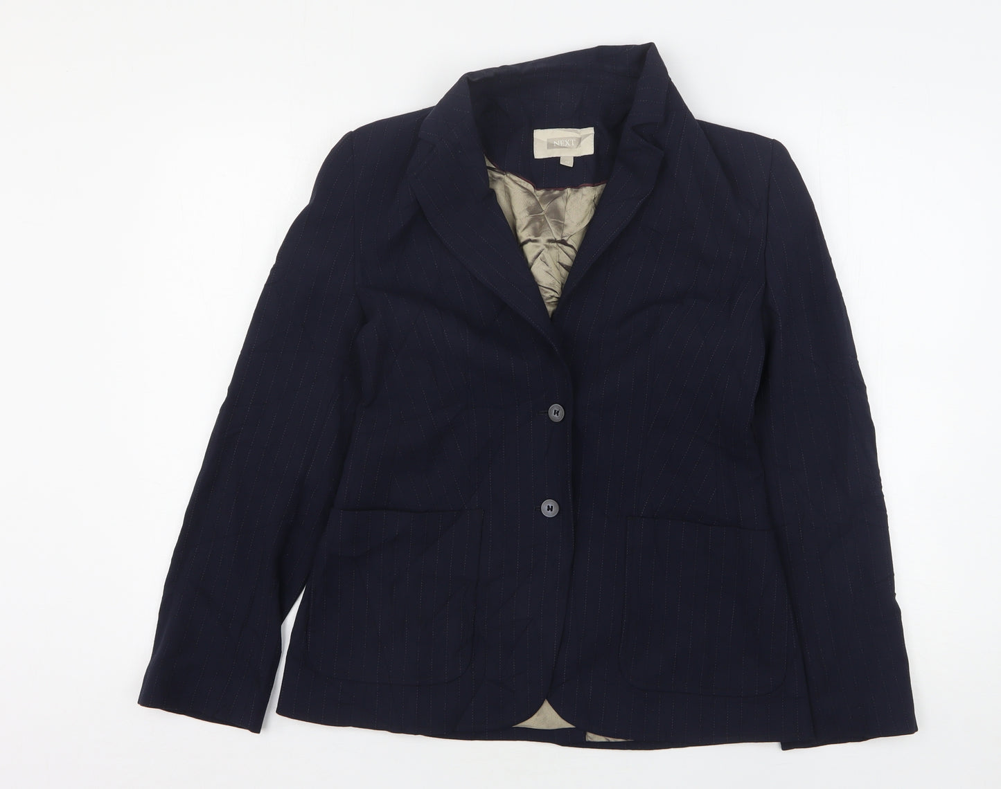 NEXT Womens Blue Striped Polyester Jacket Suit Jacket Size 12
