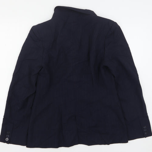 NEXT Womens Blue Striped Polyester Jacket Suit Jacket Size 12