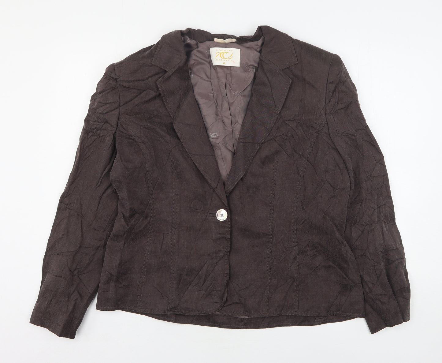 Country Casuals Womens Brown  Cupro Jacket Suit Jacket Size 18