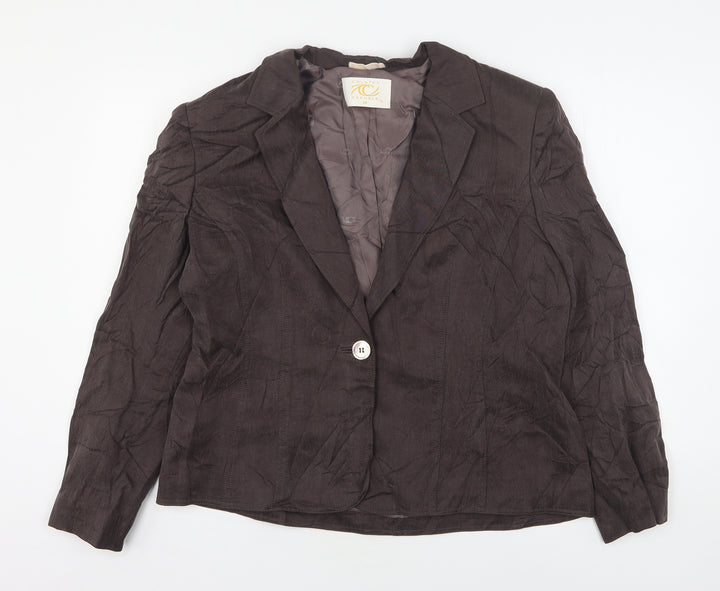 Country Casuals Womens Brown Cupro Jacket Suit Jacket Size 18