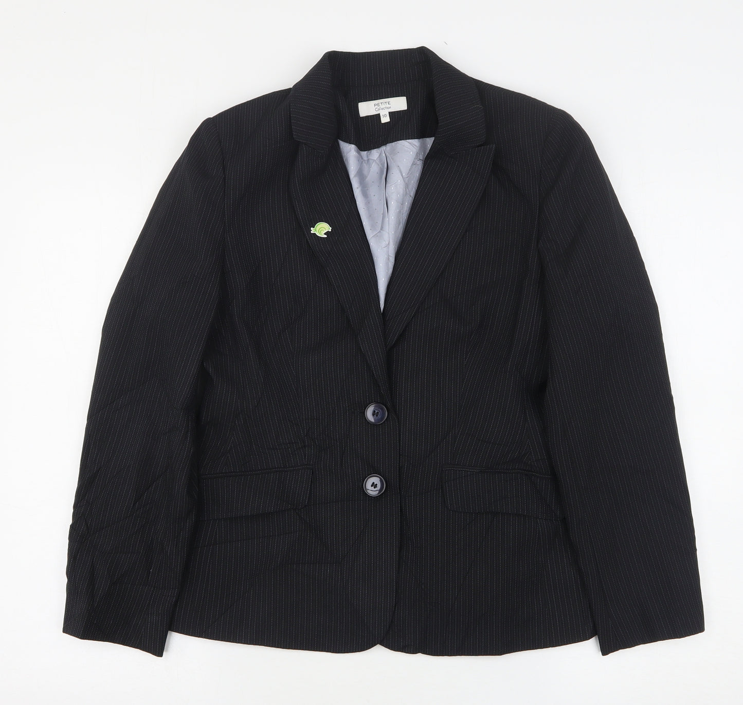 Debenhams Womens Black Striped Polyester Jacket Suit Jacket Size 10