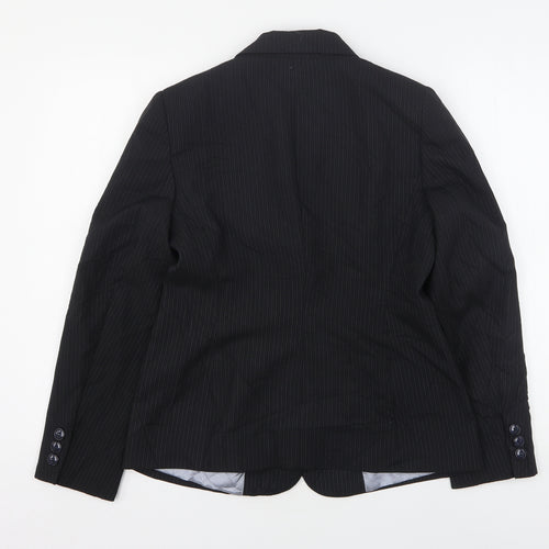 Debenhams Womens Black Striped Polyester Jacket Suit Jacket Size 10