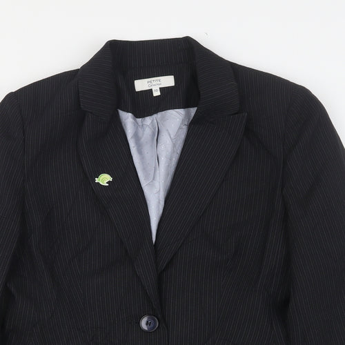 Debenhams Womens Black Striped Polyester Jacket Suit Jacket Size 10
