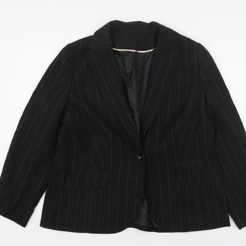 Dorothy Perkins Womens Black Striped Polyester Jacket Suit Jacket Size 18