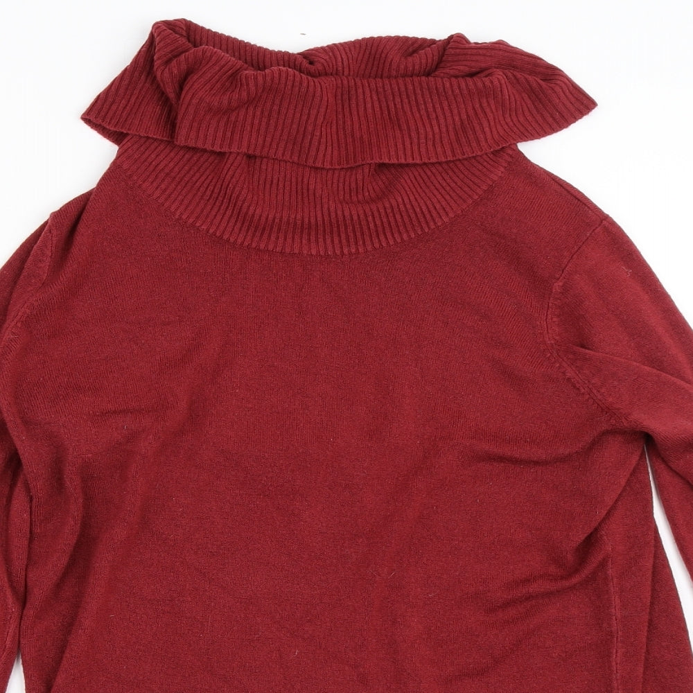 Papaya Womens Red High Neck  Acrylic Pullover Jumper Size 14
