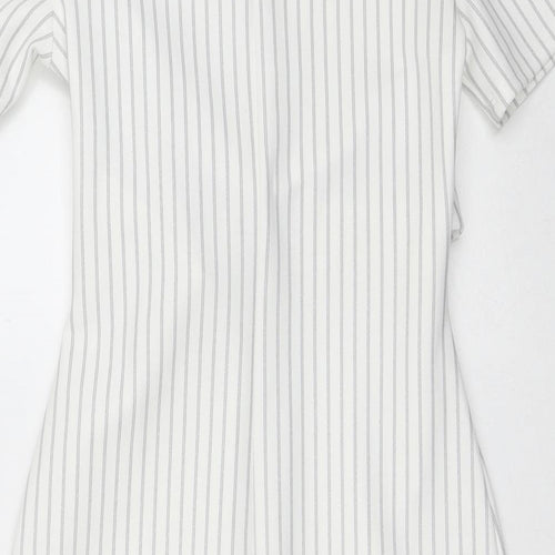 Miss Selfridge Womens White Striped Polyester Pencil Dress  Size 6  Crew Neck