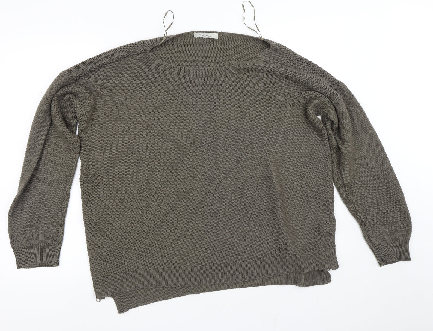Peacocks Womens Green Round Neck  Acrylic Pullover Jumper Size XL