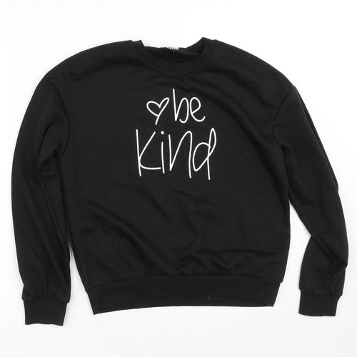 SheIn Girls Black  Cotton Pullover Sweatshirt Size 11-12 Years   - Kind