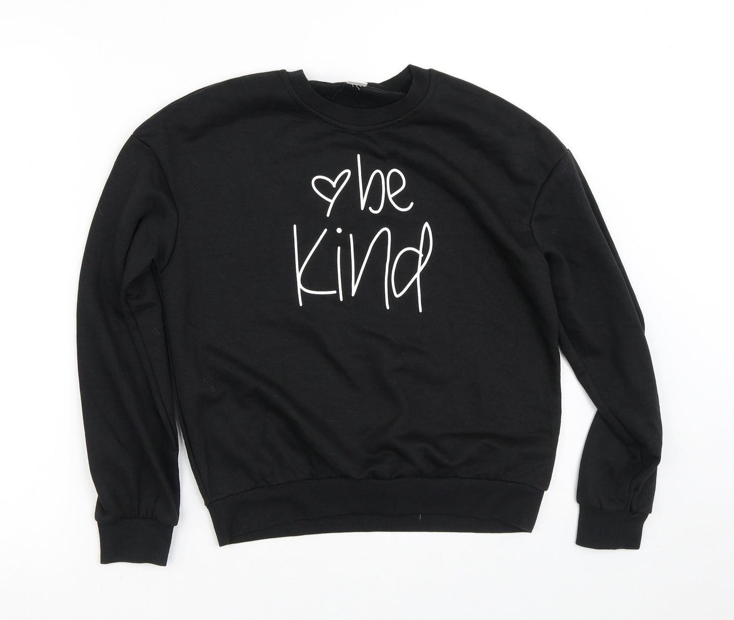 SheIn Girls Black  Cotton Pullover Sweatshirt Size 11-12 Years   - Kind