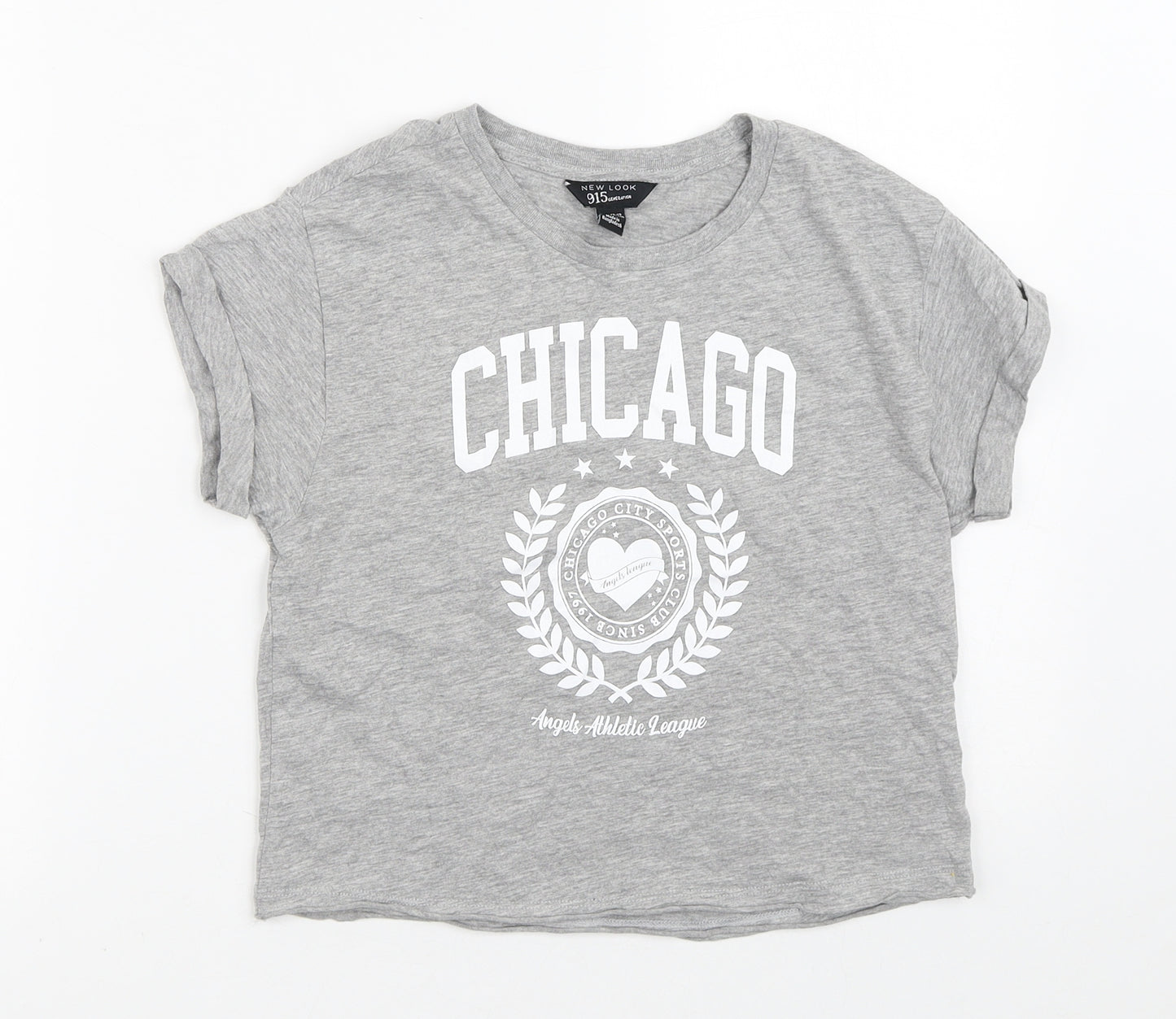 New Look Boys Grey  Cotton Basic T-Shirt Size 8-9 Years Crew Neck  - Chicago