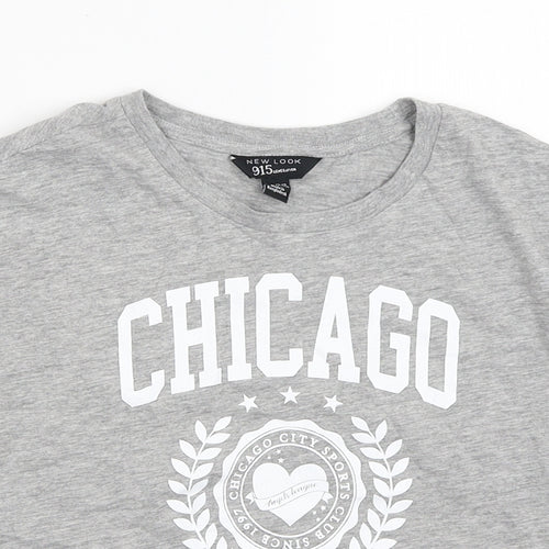 New Look Boys Grey  Cotton Basic T-Shirt Size 8-9 Years Crew Neck  - Chicago