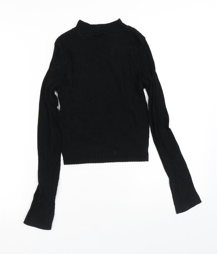 Stradivarius Womens Black Crew Neck Viscose Pullover Jumper Size XS