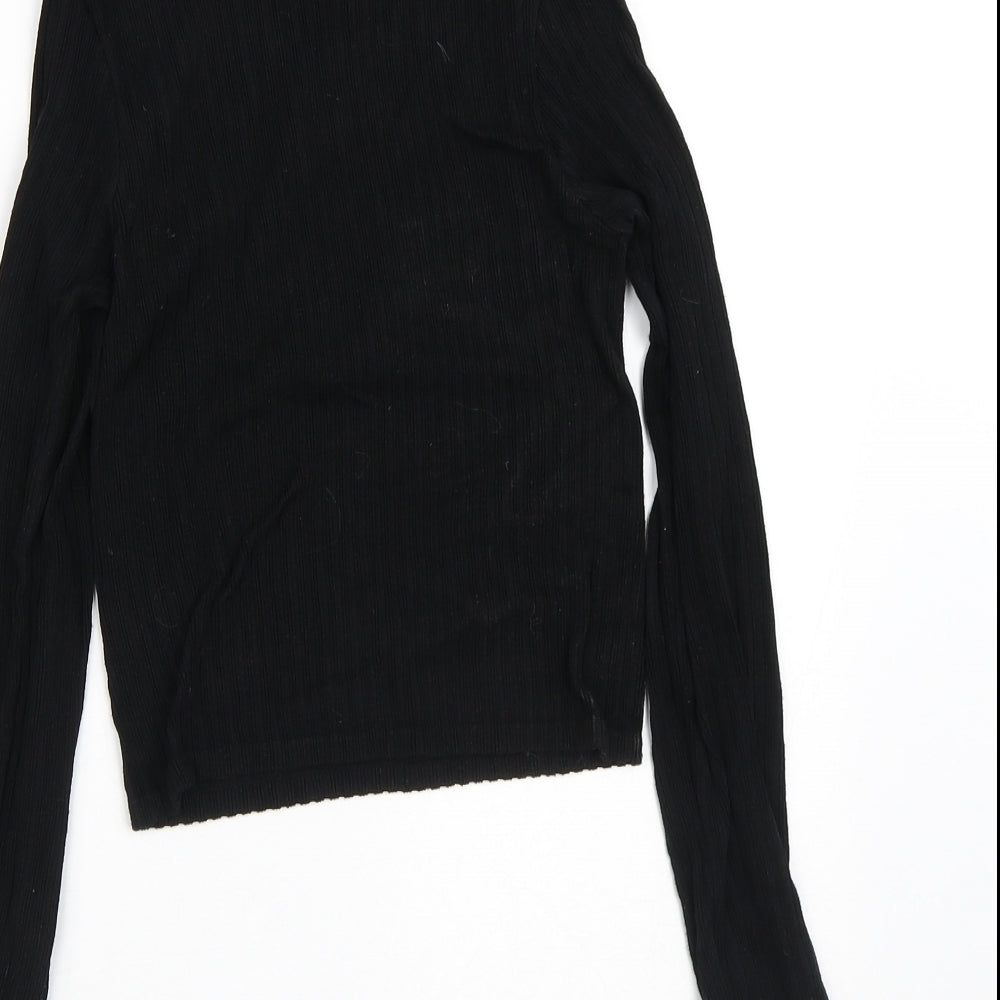 Stradivarius Womens Black Crew Neck  Viscose Pullover Jumper Size XS