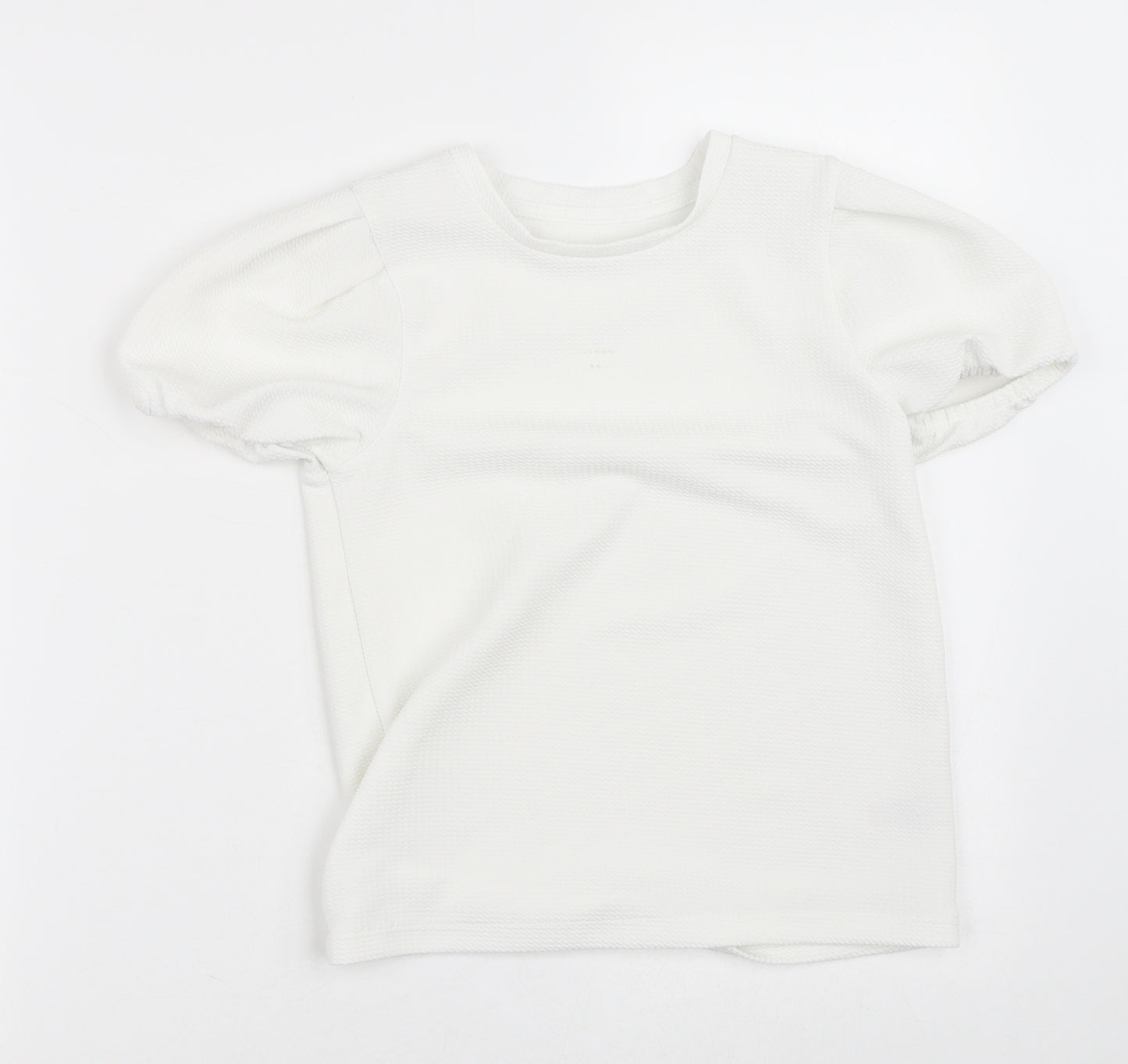 Dunnes Stores Girls White  Polyester Basic Blouse Size 10-11 Years Crew Neck