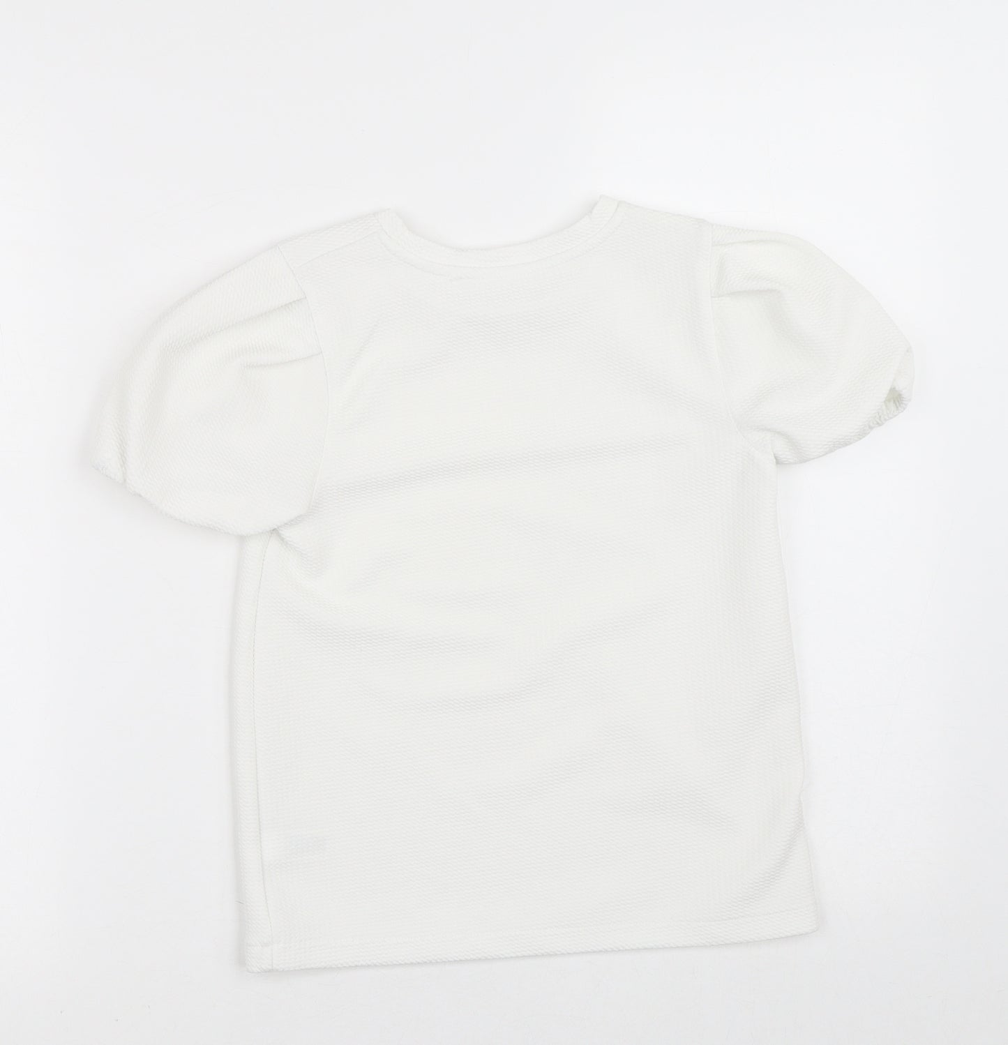 Dunnes Stores Girls White  Polyester Basic Blouse Size 10-11 Years Crew Neck