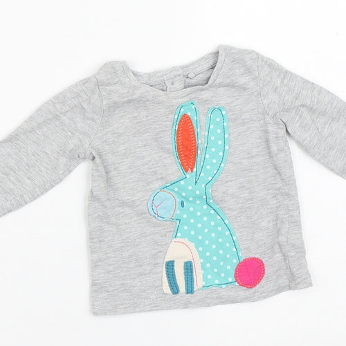 NEXT Baby Grey  Cotton Basic T-Shirt Size 3-6 Months Crew Neck  - Rabbit