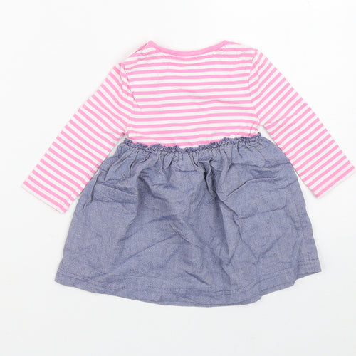 Bluezoo Girls Multicoloured Striped Cotton Fit & Flare  Size 6-9 Months  Crew Neck