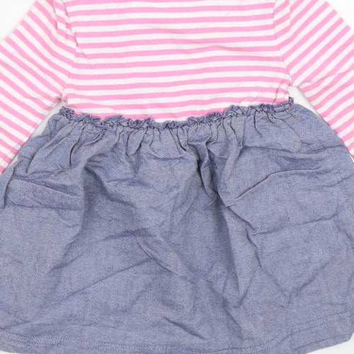 Bluezoo Girls Multicoloured Striped Cotton Fit & Flare  Size 6-9 Months  Crew Neck