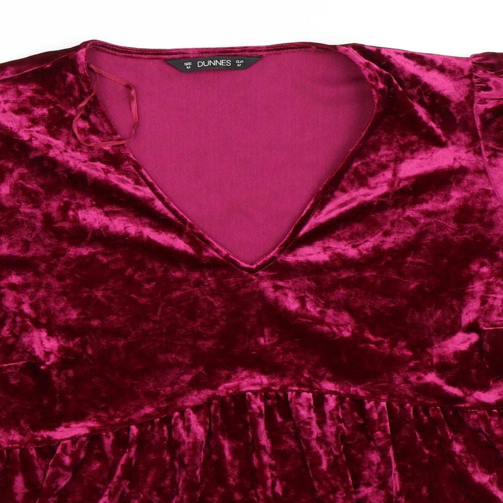 Dunnes Stores Womens Pink  Polyester Tunic Blouse Size M V-Neck