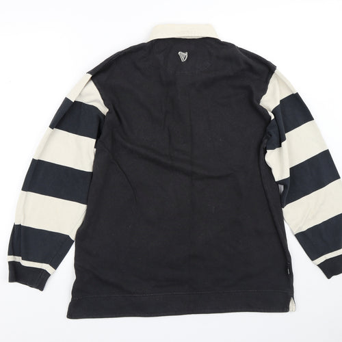 Guinness Mens Black Striped Cotton Pullover Sweatshirt Size L