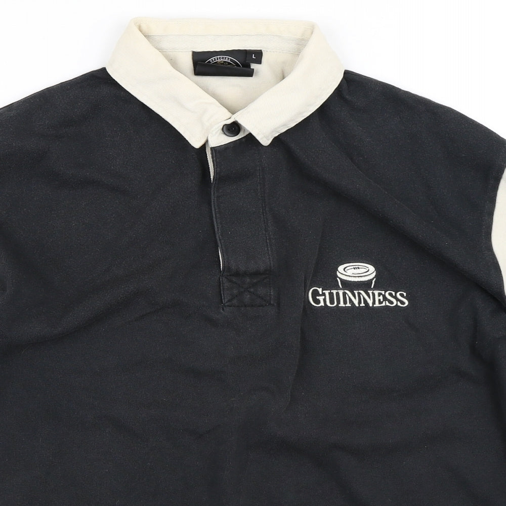 Guinness Mens Black Striped Cotton Pullover Sweatshirt Size L