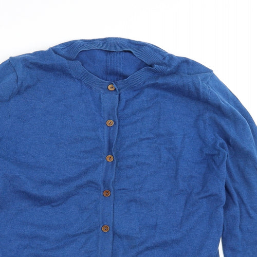 White Stuff Womens Blue Round Neck  Wool Cardigan Jumper Size 12   - Merino Wool