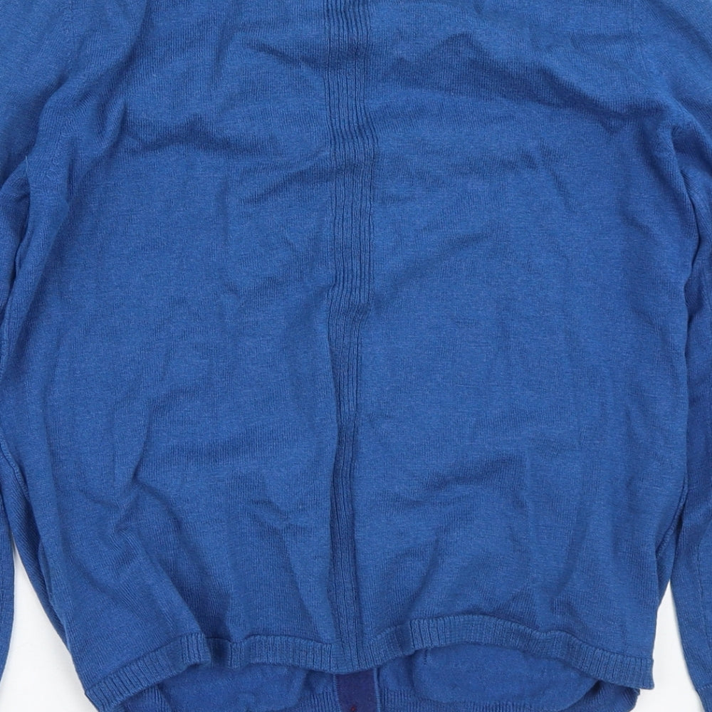 White Stuff Womens Blue Round Neck  Wool Cardigan Jumper Size 12   - Merino Wool