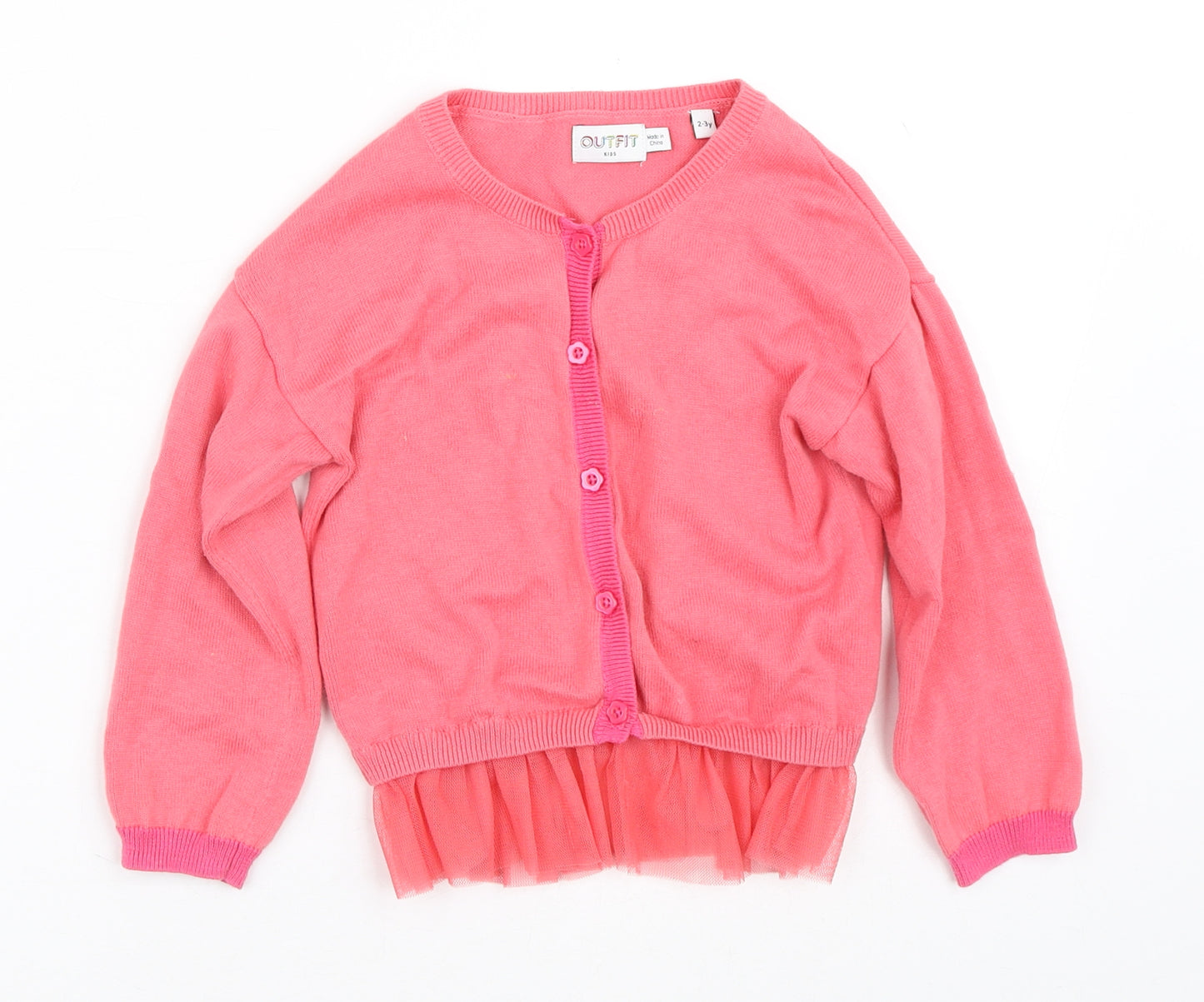 Outfit Girls Pink Crew Neck  Cotton Cardigan Jumper Size 2-3 Years   - Tutu