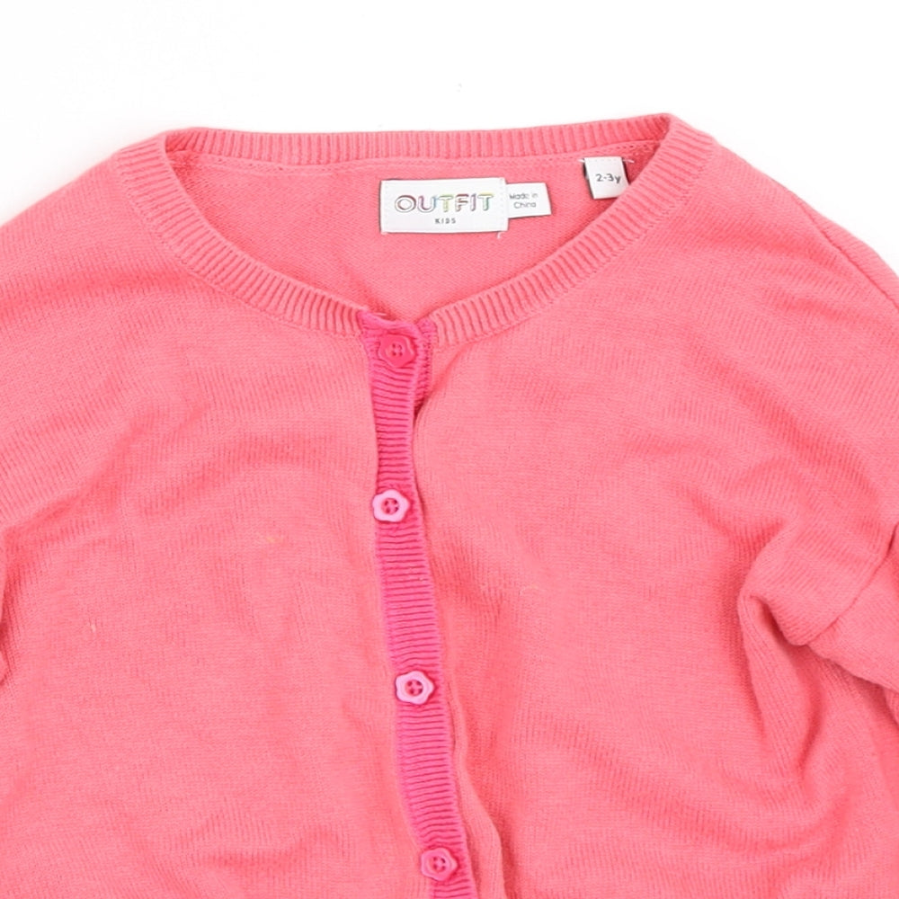 Outfit Girls Pink Crew Neck  Cotton Cardigan Jumper Size 2-3 Years   - Tutu