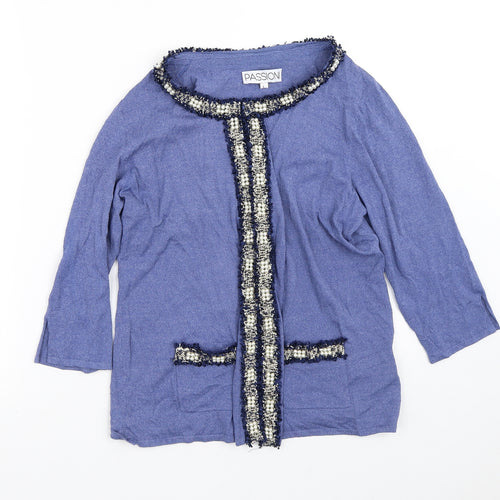 Passion Womens Purple Round Neck  Viscose Cardigan Jumper Size L