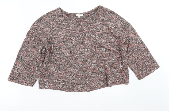 River Island Womens Pink Round Neck Polyester Pullover Jumper Size 10 - Cropped